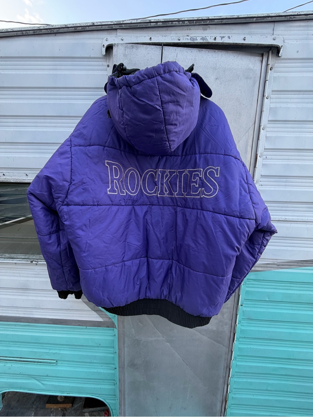 Rockies Puffy Double Sides Hooded Jacket in Purple